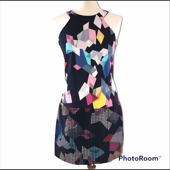 🆕 TRINA TURK size 6 & 0 Aptos confetti faille dress pink blue yellow ora… - Picture 4 of 12